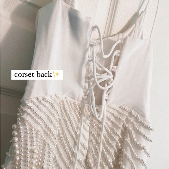 White Dress with Pearl Embellishment - Picture 4 of 5